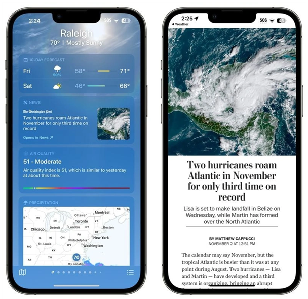 阳新苹果14维修分享iPhone 14手机如何看天气时顺带看新闻 