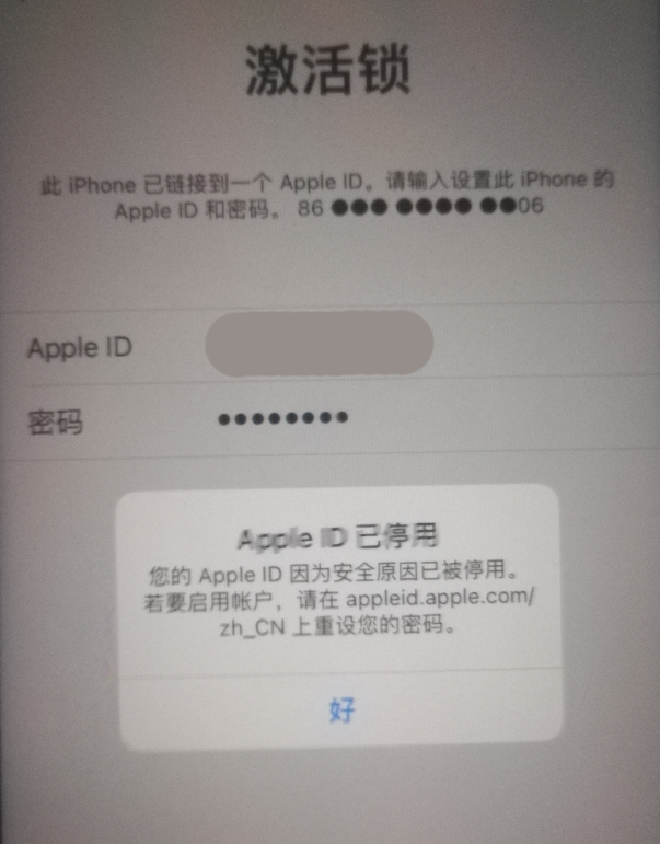 阳新苹果手机维修分享iPhone 12 出现提示“Apple ID 已停用”怎么办 