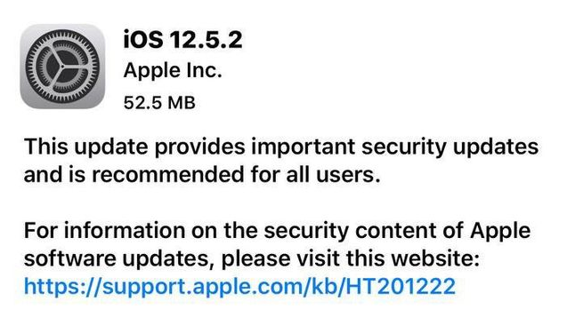 阳新苹果手机维修分享iOS12.5.2发布，建议所有老苹果用户安装 